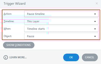 Pause the open layer and assign the Trigger-1