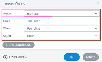 Pause the open layer and assign the Trigger-2