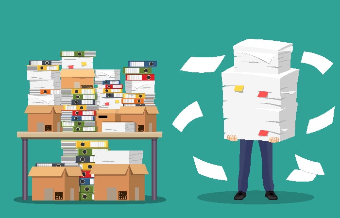Piled up Files at Desk