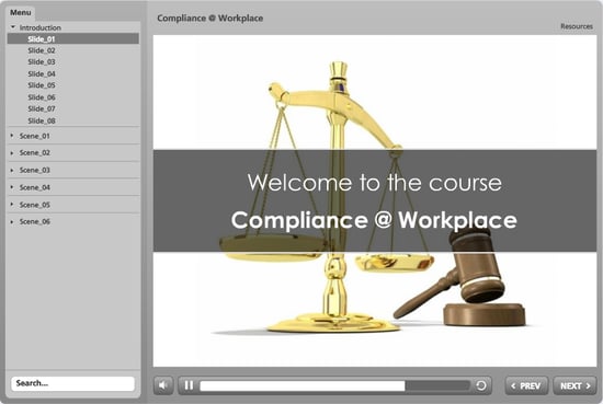 Player of an elearning course