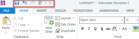 Quick access tool bar