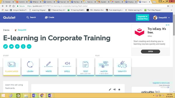 Quizlet study modes