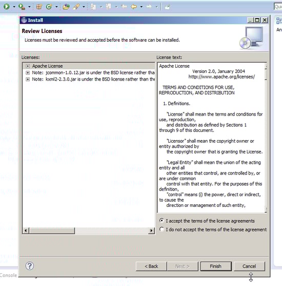 Review Licenses Screen