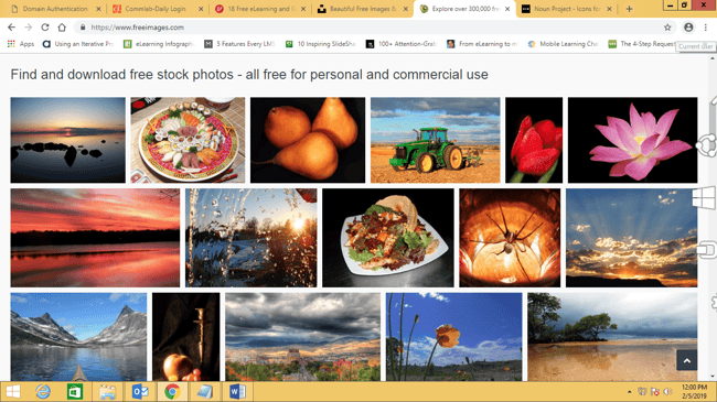 Screenshot of Freeimages website