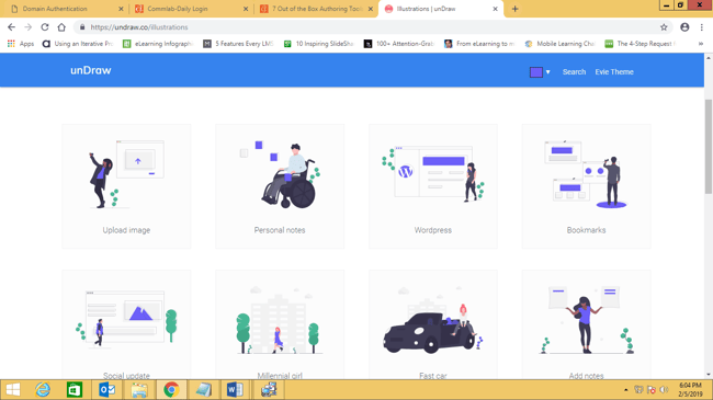 Screenshot of unDraw website