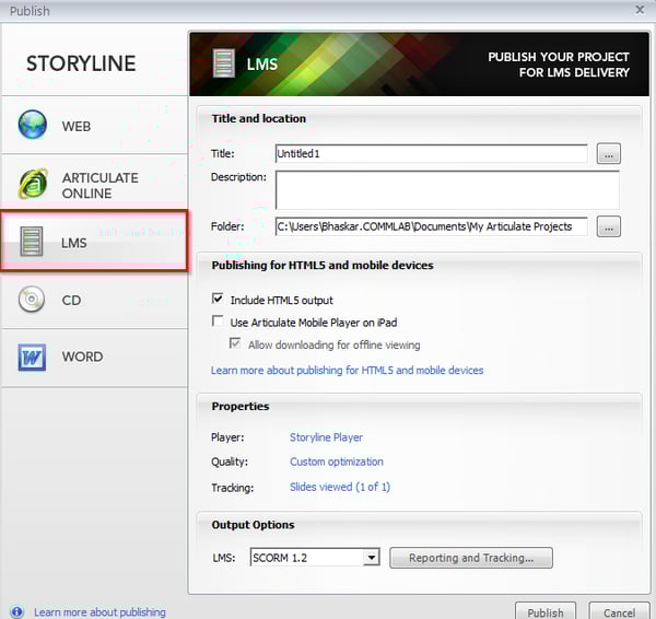 Select LMS Option