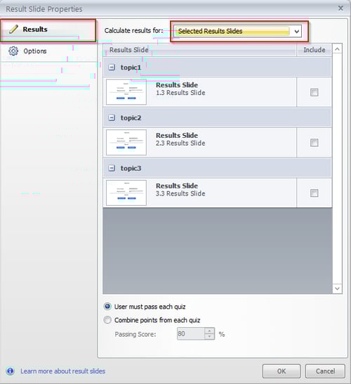 Select result slide option Step 3