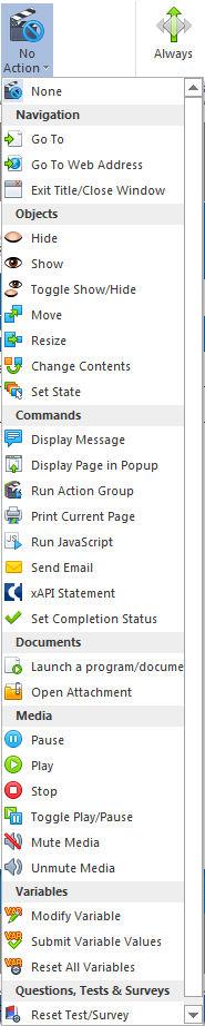 Select the Show action from Objects