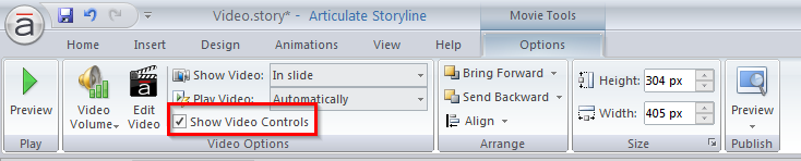 Show video controls
