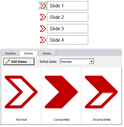Step 3 - Insert an arrow shape beside each Menu