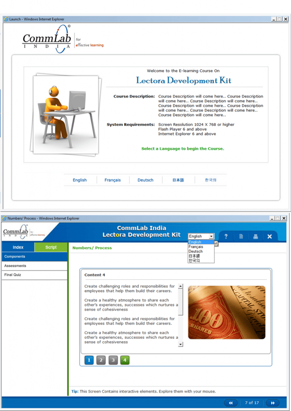 Creating a switchable multilingual interface for the converted course