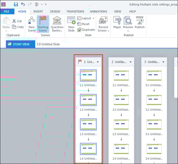To edit the slides select all scenes