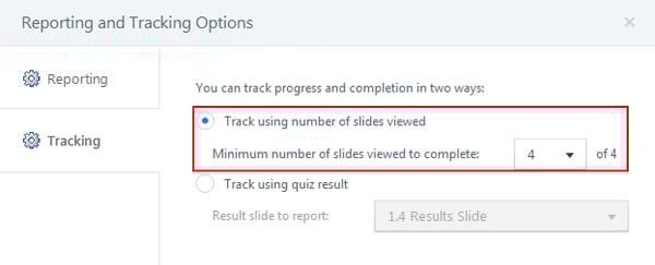 Track using number of slides viewed
