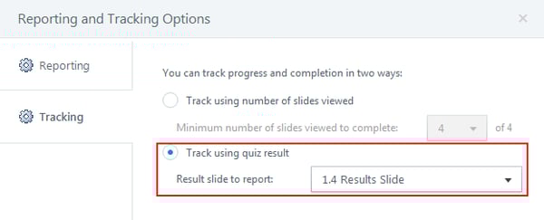 Track using quiz result