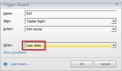 User clicks option