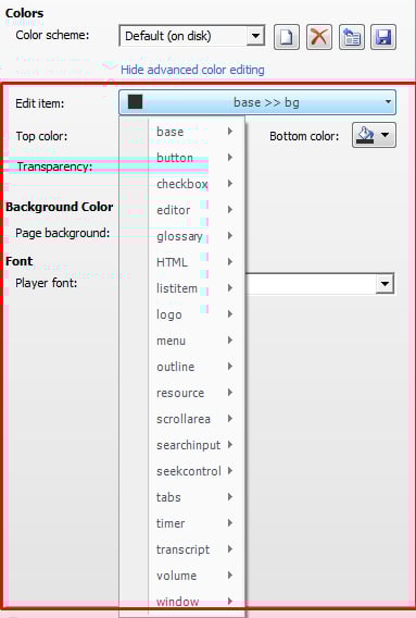 Adjust colors in editing colors scheme