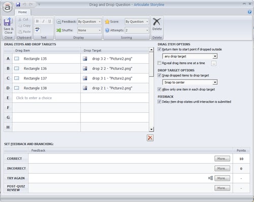 Assign the Drag items to correct Drop target