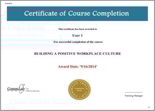 Certificate of Course Completion