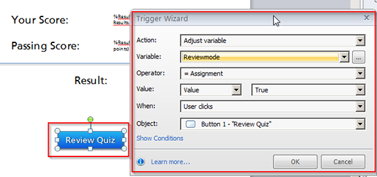Change a variable value to “true”
