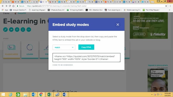 Code in Quizlet