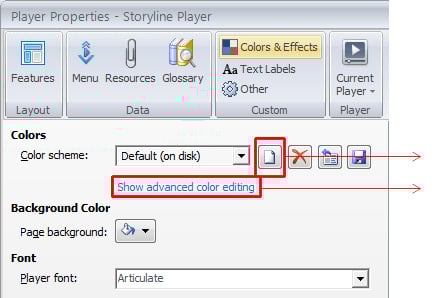 Create new color scheme and select show advance color