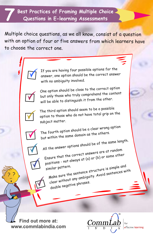 7 Best Practices of Framing Multiple Choice Questions in E-learning – An Infographic