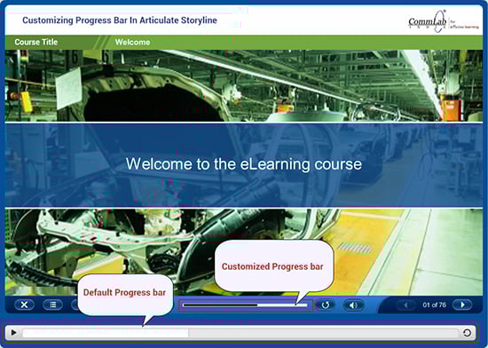 default and customized progress bar in Storyline