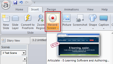 Click the Record screen