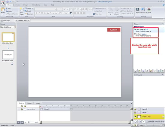Show layer when the timeline of the slide begins.