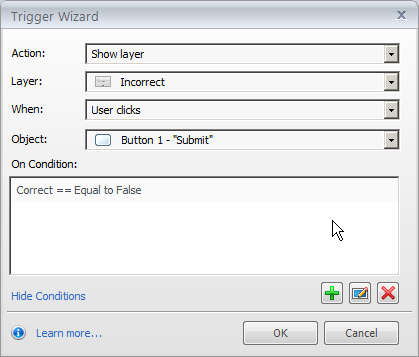 Trigger wizard with condition