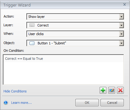 Trigger wizard with condition