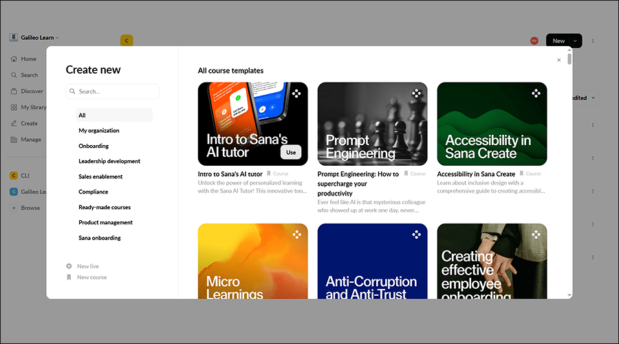 Galileo LearnTM Templates