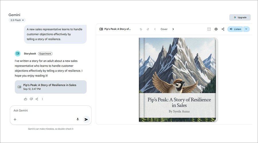 Story Creation in Gemini Storybook