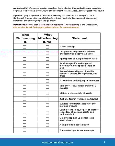 Microlearning for Corporate Training Detailed Checklist